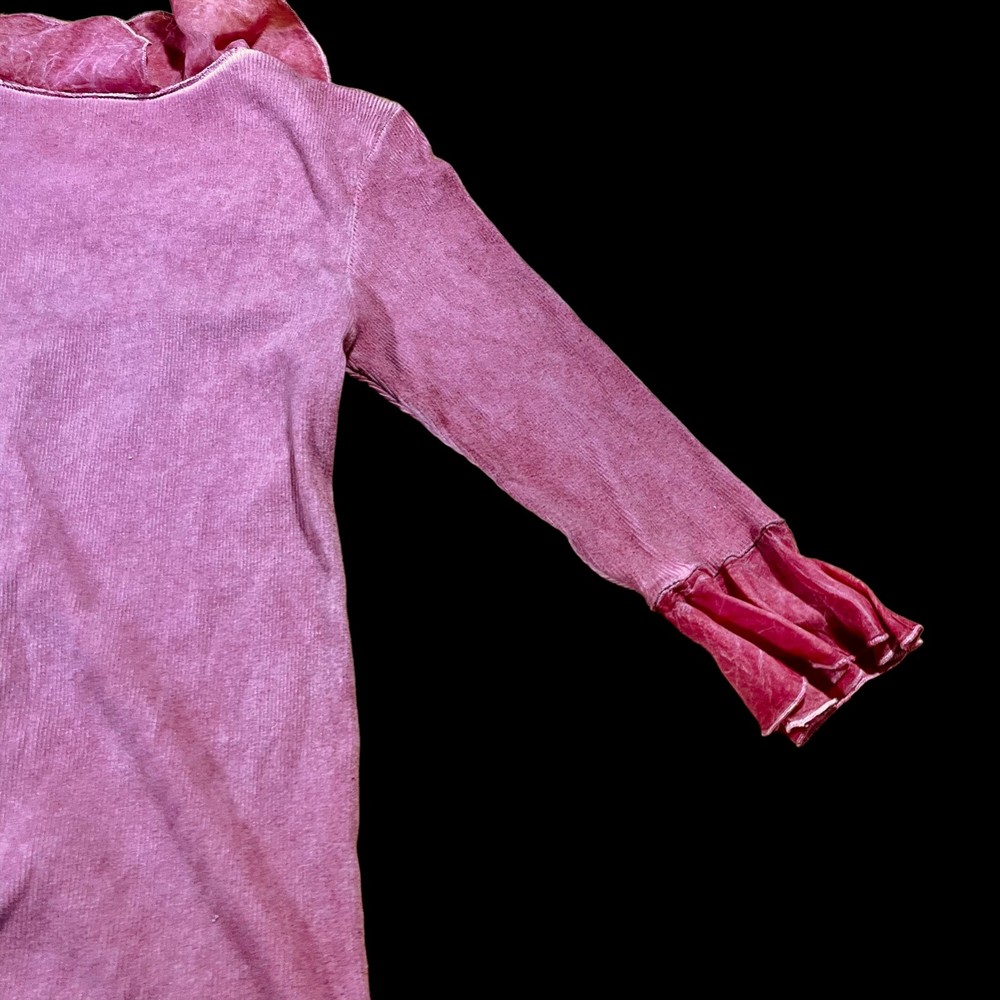 Soft Surroundings Blouse Women's XS Pink 3/4 Sleeve Ruffles - Picture 10 of 15